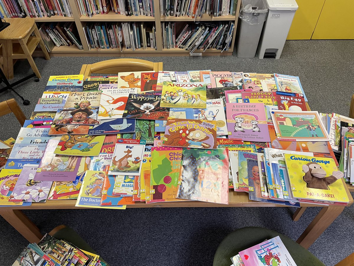LibraryKirkL's tweet photo. So fun watching ES teachers “book shop” the hundreds of books I found just sitting in boxes unused. Hooray for putting books in the hands of our students! #FISlearns #FISreads #intlchat #read @FISSharks https://t.co/mW71pVsCVS