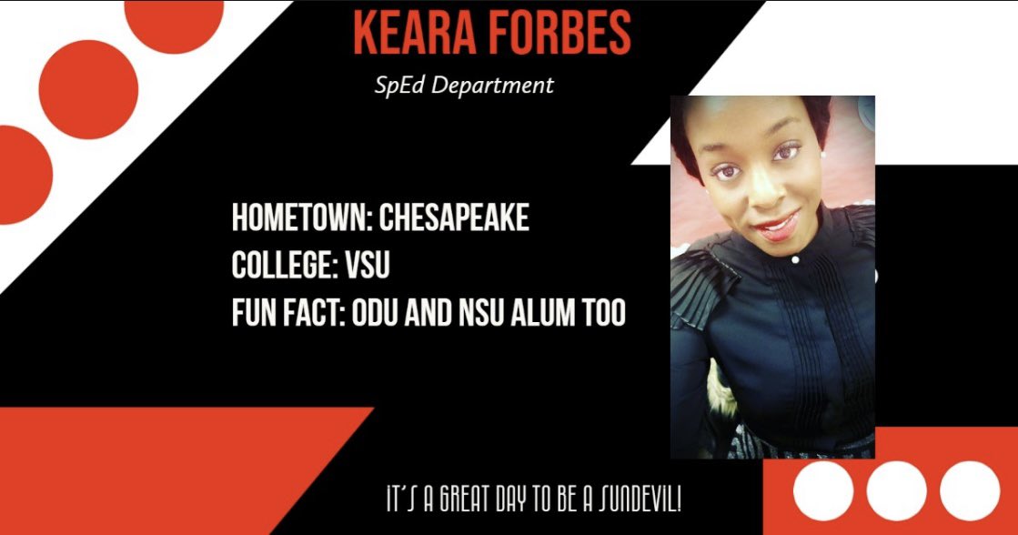 SalemHSVB's tweet photo. ❤️🖤August is a GREAT time to welcome new teachers to the SunDevil family! Please help us to welcome Ms. Forbes to the SpEd Department! #iagdtbasd @keaforbe17 https://t.co/b3XTyqqO4w