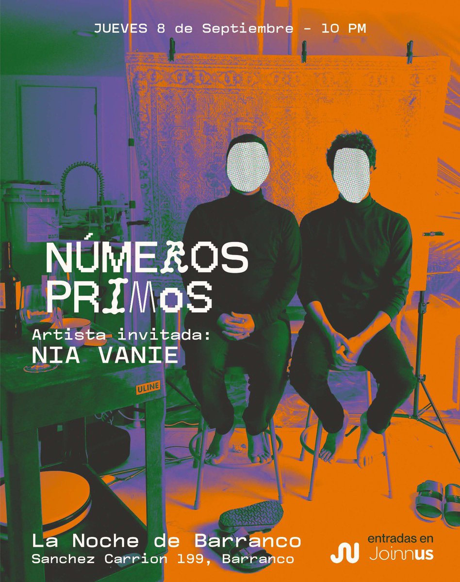 numerosprimoss's tweet photo. Nos vemos el jueves 8 de septiembre junto a @nia_vanie! Consigue tus entradas en @joinnus https://t.co/LCvzcm2Dr5