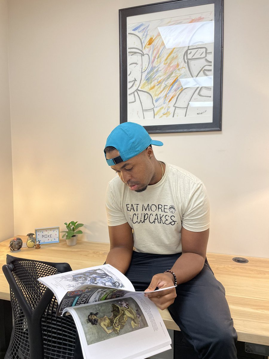 2Mikesdesserts's tweet photo. Our Co-Founder, Mike Mitchell uses a special art book to get inspiration for designs of our characters &amp; our brand. He puts his heart and hands into the art of our company. https://t.co/IZfoCev0F9