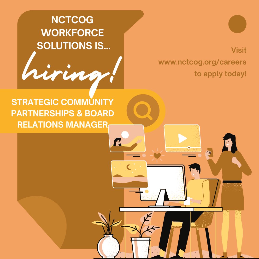 Workforce Solutions is hiring! Click the link below for more information 🖱🖥 jobs.silkroad.com/NCTCOG/Careers #hiring #jobopportunity #workforcesolutions #nowhiring #nctcog