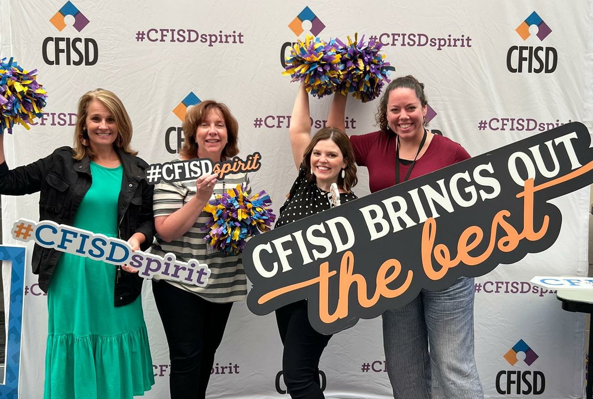 amy_brosius's tweet photo. We are #ALLIN at PD week. This Dream Team is getting pumped for the new year! @WoodardCFISD @CFISD_ELAR2_5 https://t.co/wKN5CZJJo2