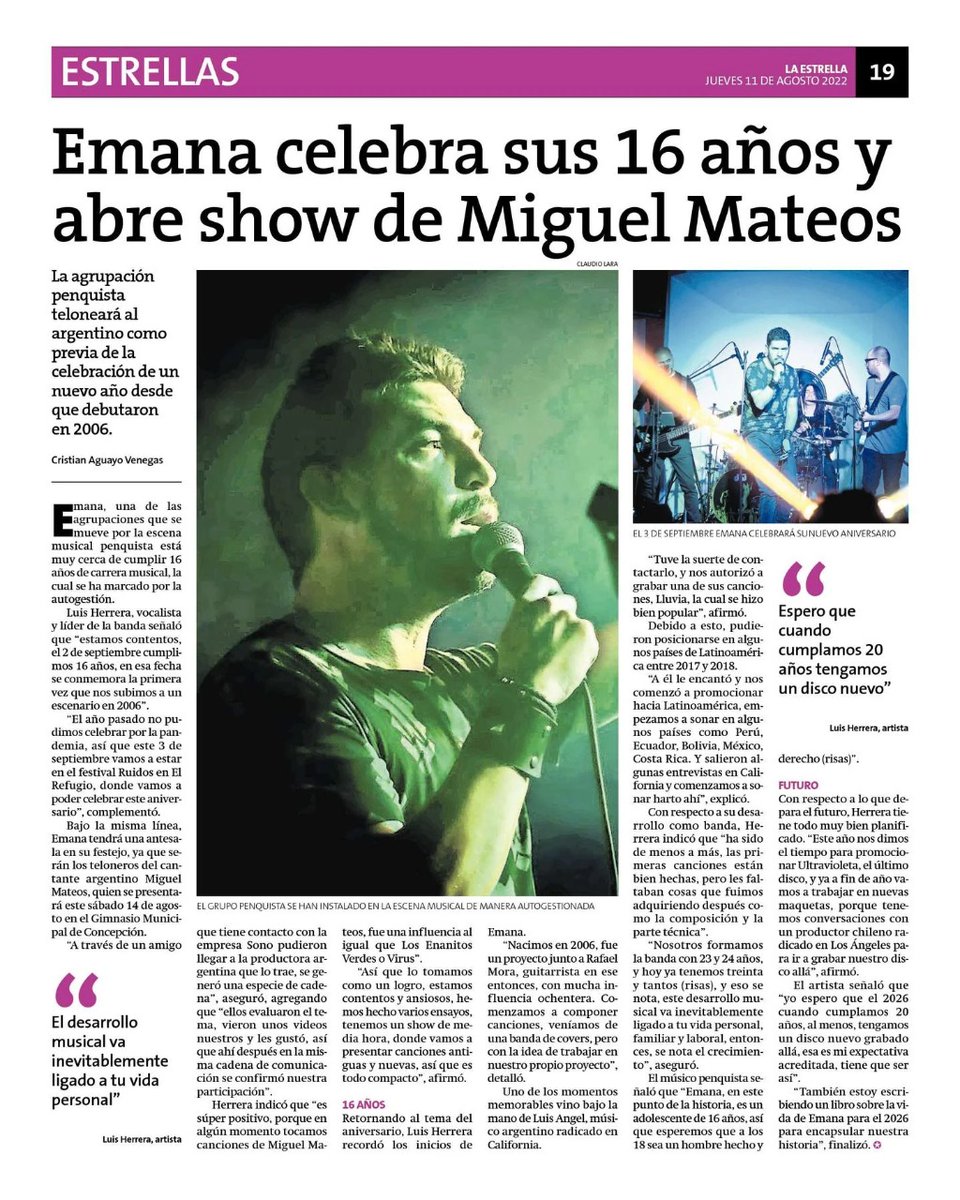 Hoy en diario #laestrellaconcepcion página 19 contando sobre las noticias que se vienen!!!