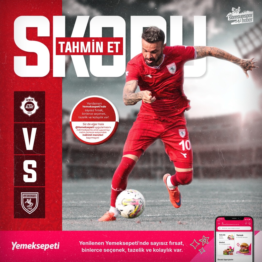 👇🏻Bu tweeti retweetleyip Altay-Samsunspor maçının skorunu doğru tahmin eden 5 kişiye 50₺ tutarında @Yemeksepeti indirim kuponu hediye!

📲 Siz de eğer hala @Yemeksepeti uygulamasını indirmediyseniz, şimdi uygulamayı indirin, binlerce restorandaki indirimli menüleri kaçırmayın!