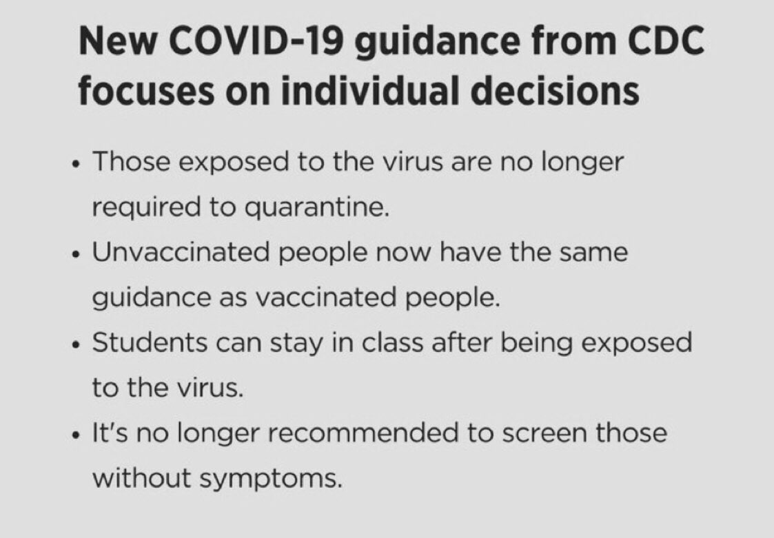 NEW 🚨 CDC drops recommending social distancing and contact quarantining