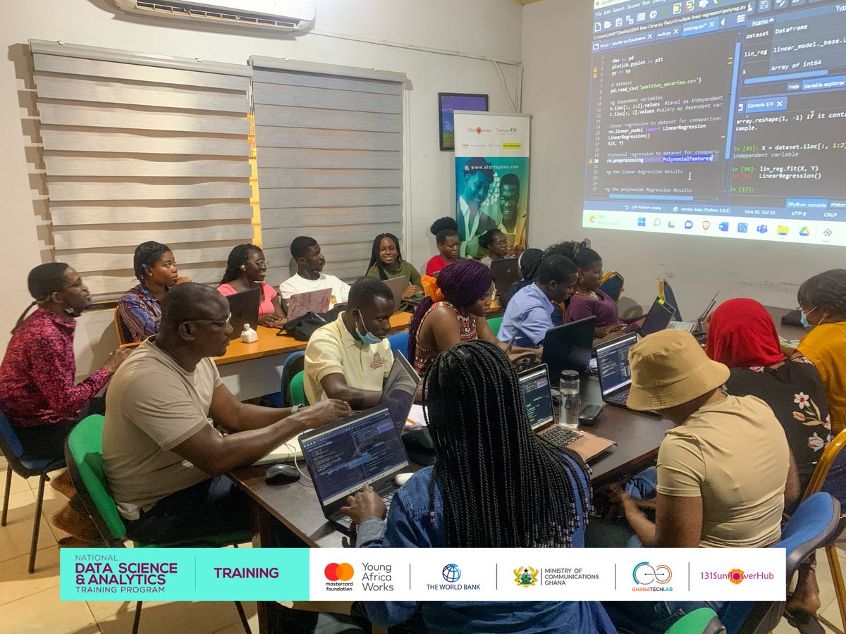 131SFH's tweet image. At the 131Sunflower Hub today, the trainees were taken through a polynomial regression #algorithm to fit a company’s dataset with the objective to predict the salaries of new employees based on their years of experience.
#supervisedmachinelearning #DataScience #Algorithms