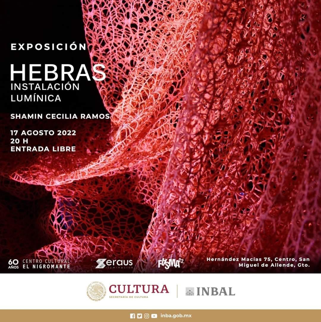 Próxima exposición “HEBRAS” instalación escultórica lumínica.
60 aniversario del <a href="/NigromanteINBA/">CCNigromante</a> 🎉🎉