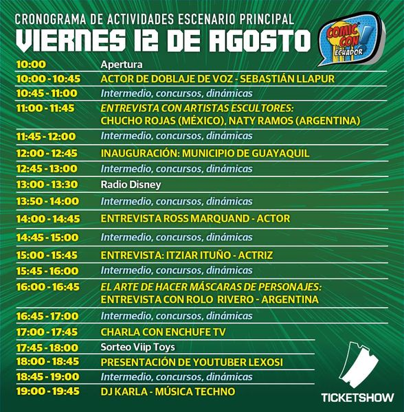 ComicConEc's tweet image. Compartimos con ustedes los cronogramas de los 3 días del evento más esperado de este 2022, Comic Con Ecuador!
Te esperamos este 12, 13 y 14 de agosto 2022 en el Centro de Convenciones de Guayaquil.
¡Adquiere ya tu entrada en@ticketshow