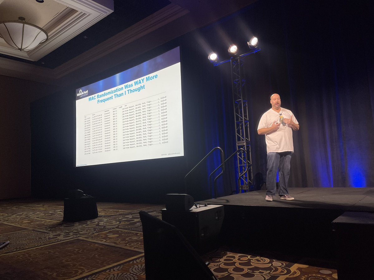 ArgeliusLabs's tweet photo. Even with MAC randomization on mobile devices you can still see what devices are probing for and potentially identify the same device with a different MAC probing over and over for the same ssid https://t.co/xX3LxXNZCz