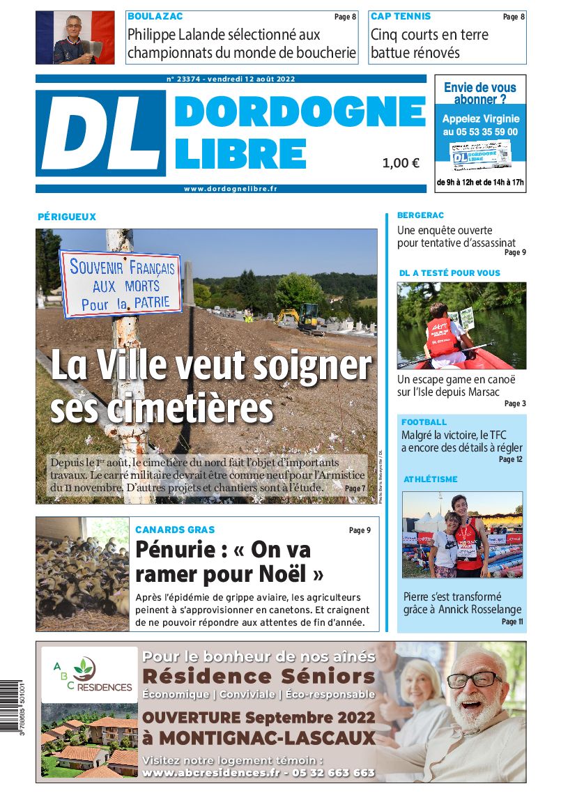 DordogneLibre's tweet photo. La Une de la DL de demain. Bonne lecture sur notre site Internet et dans notre journal 📲🗞

▶️ L'information de proximité du Périgord à retrouver tous les jours sur https://t.co/QjdBaejBsh

▶️ Abonnez-vous pour ne rien manquer de l'actualité locale sur https://t.co/ny9H0nXY5F https://t.co/7kolgTDXD8