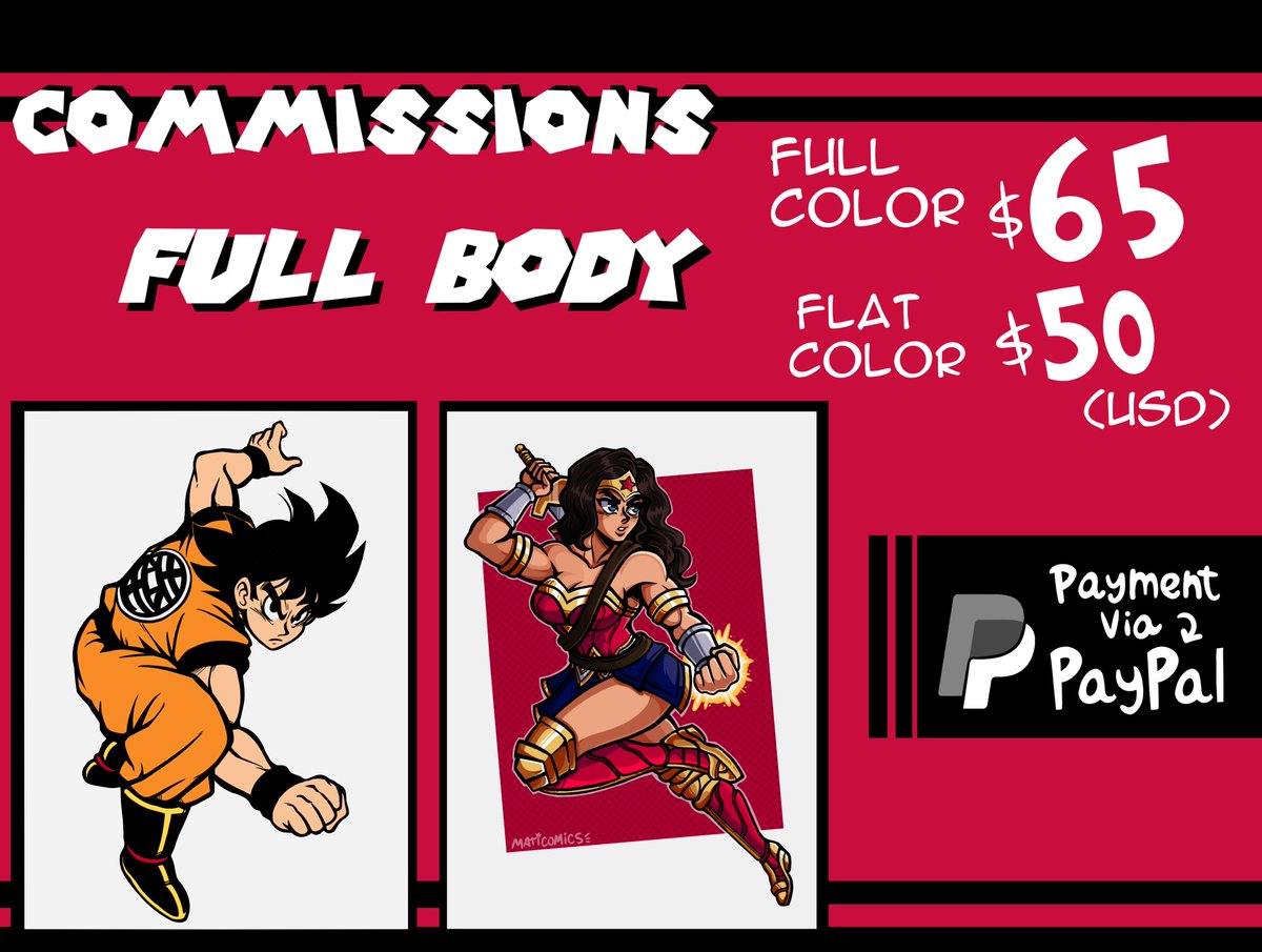 MatiComics64's tweet image. 🌟COMMISSIONS OPEN!!🌟
I'm doing Full Body and Half Body Commissions
If you're interested DM me! (payment via PayPal)