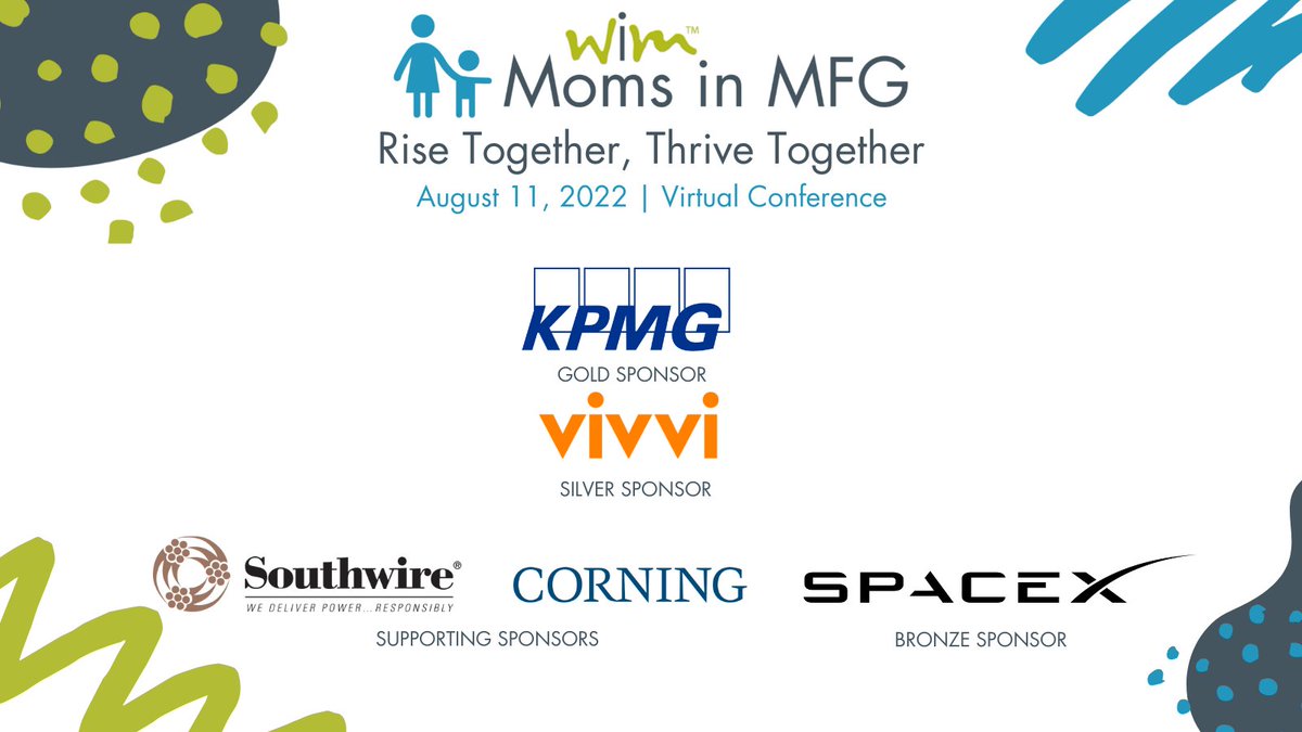 We just concluded our #MomsinMFG Virtual Conference! Today included incredible speakers, panel discussions, workshops and more; we have to thank our wonderful sponsors for their support!
Thank you @KPMGUSCareers, <a href="/vivviearlylearn/">Vivvi</a>, <a href="/Southwire/">Southwire</a>, <a href="/Corning/">Corning Incorporated</a> and <a href="/SpaceX/">SpaceX</a> #womeninmfg