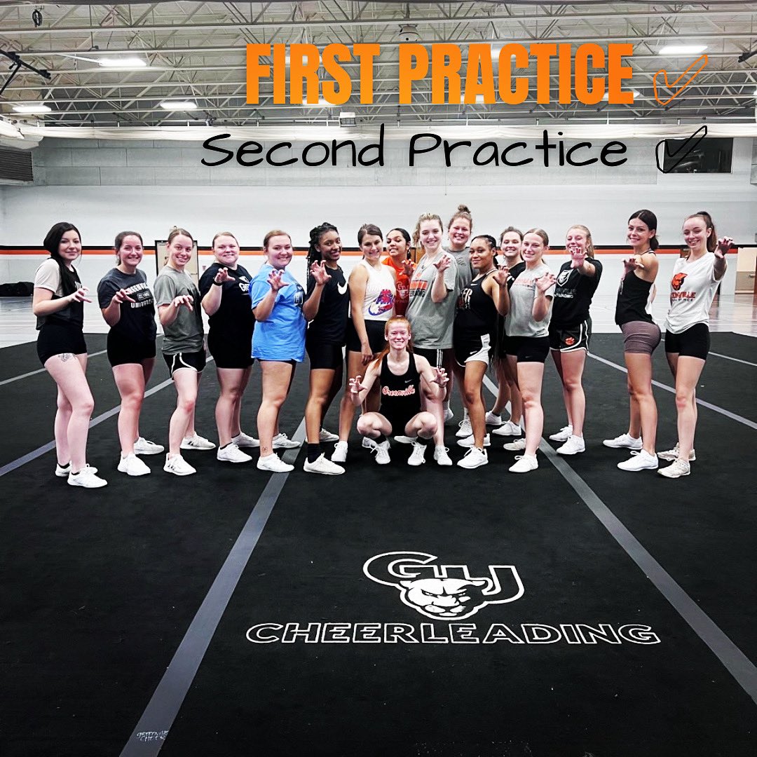 🧡🖤 Hard-working, strong, coachable, and driven. A few words I would use to describe this incredible group of ladies. How many #daystodaytona ? #gupanthercheer #collegecheer @gupanthers #firstpractice