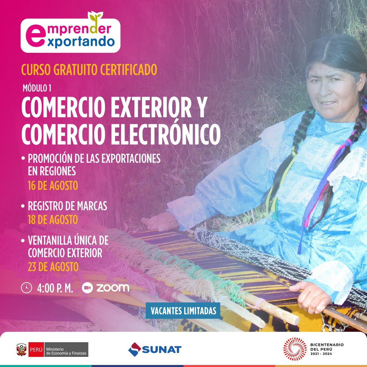 SUNATOficial's tweet photo. 📢 Únete a #EmprenderExportando
Te invitamos a participar de nuestras capacitaciones para promover y facilitar las #exportaciones de las #mypes ✈️🚢💻📊

Inscríbete aquí ☑️ https://t.co/lUpjoD7u1j

Conoce más de esta iniciativa ☑️ https://t.co/dQyn0mSUqQ

¡Ayúdanos a compartir! https://t.co/aNlzxNpj3R