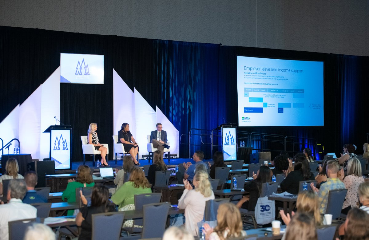 DMECAbsenceMgt's tweet photo. Guidance shared by @lincolnfingroup during #DMEC2022 session about caring for #Caregivers with #employer and #employee perspectives. "Leave became one of the most impactful #benefits available to me,” said Marissa Mayfield, who won the company's Most Valuable Employee award. #HR https://t.co/p9LGSrTOfF