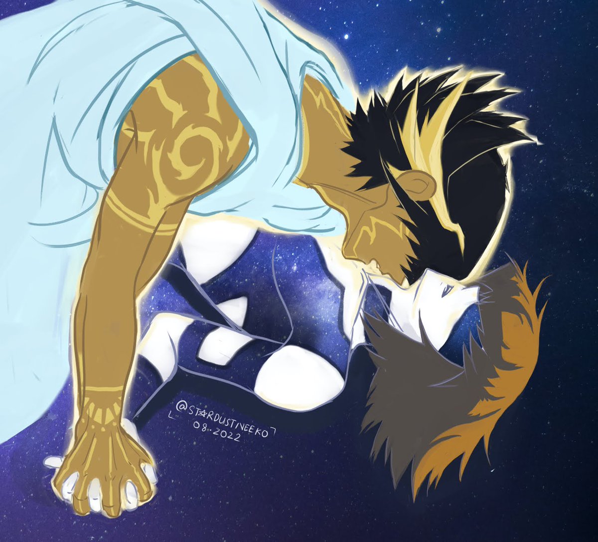 stardustneeko's tweet photo. #starshippingweek2022 Day 8: STAR
Sun God Yusei comes and swallows Night Sky Judai every morning for breakfast. 👅💦☀️
#starshipping #遊十 #遊十週間2022
#starshippingweek #游十 #游十周2022 https://t.co/UrIBR7sPXF