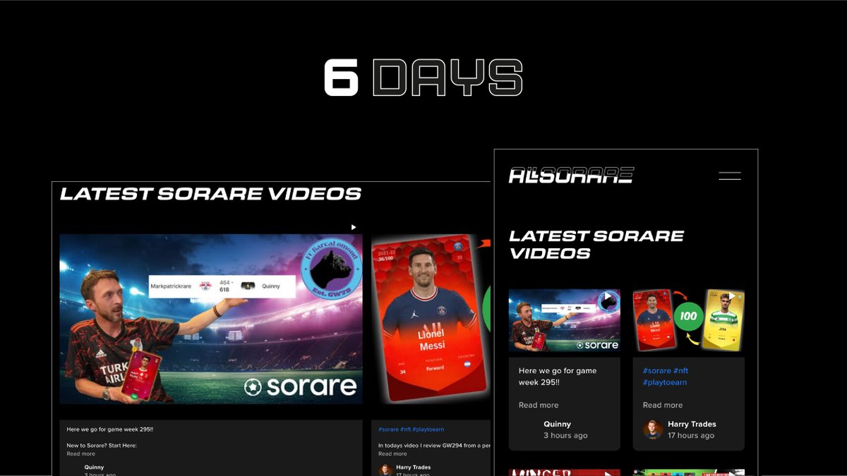 Enjoy the latest and greatest Sorare entertainment here on AllSorare.

👋 <a href="/Quinny3001/">Quinny</a> <a href="/HarryTradesYT/">Harry Trades</a> 

#sorare