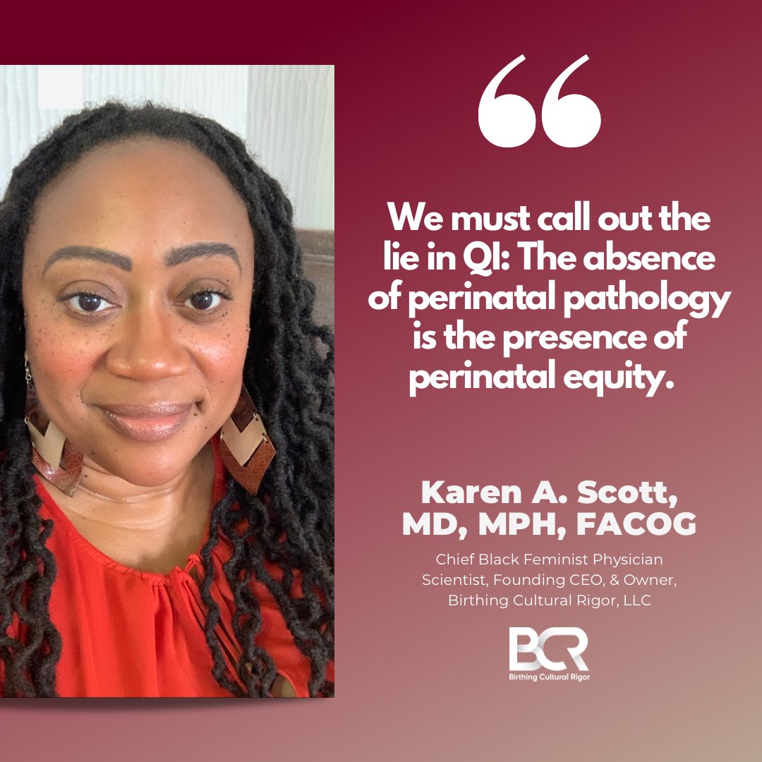 bcr_nashville's tweet photo. “We must call out the lie in QI: The absence of perinatal pathology is the presence of perinatal equity. “
-Karen A. Scott, MD, MPH, FACOG
#BlackLivesMatter
#BlackBirthsMatter
#BlackMamasMatter
#BlackBirthingPeopleMatter
#BlackBirthWorkersMatter
#PromoteSACREDBirth https://t.co/j9UXqdBEaI