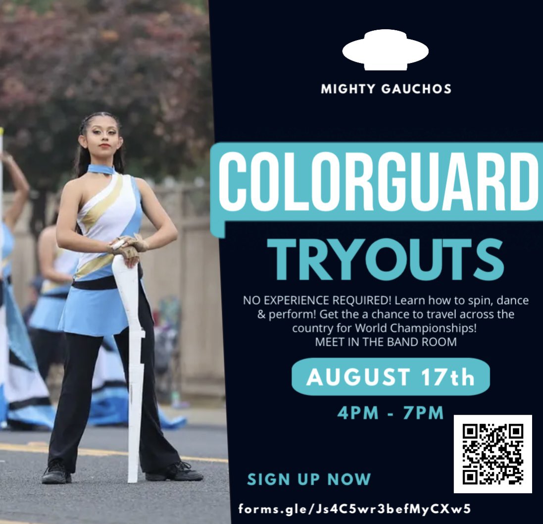 Tryout for the ECHS Colorguard Wednesday August 17th! No experience required and everyone is welcome.