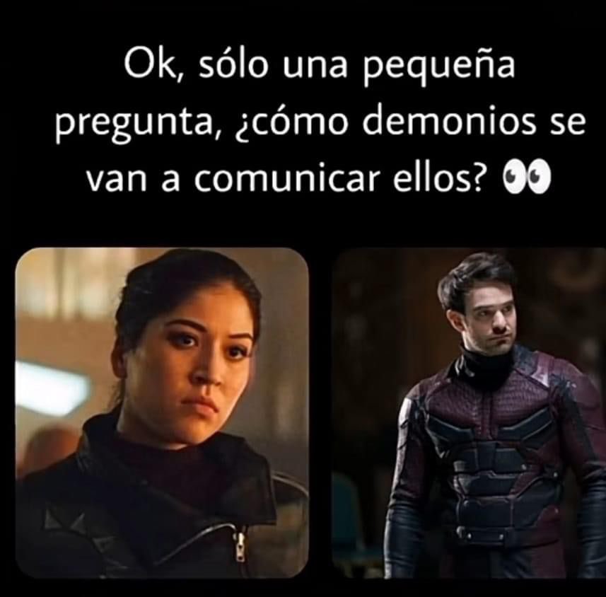 Electroalces's tweet photo. Fuera de broma si es muy buena pregunta… 😅😅😅
#Daredevil #Echo #Marvel https://t.co/cJ10MqOc6s