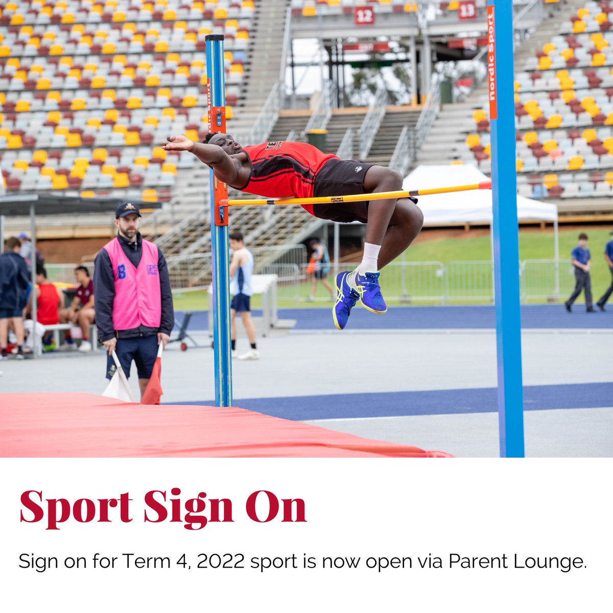 Sign on is now open for Term 4, 2022 sport. Please sign on via Parent Lounge.