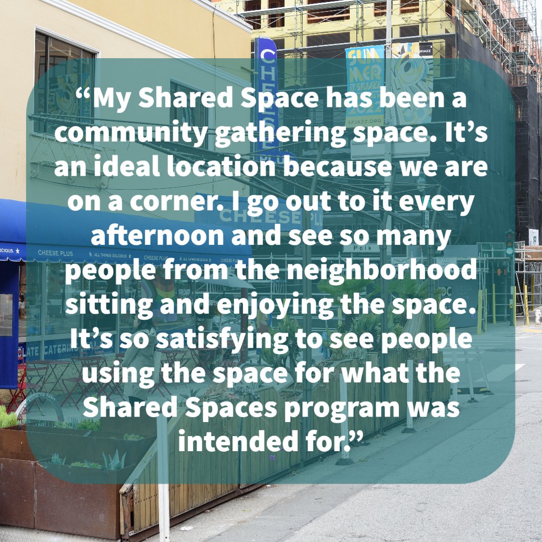 SharedSpacesSF's tweet photo. Our Shared Spaces Hero this week is Ray Bair, owner of Cheese Plus in Nob Hill! "My Shared Space has been a community gathering space...It's so satisfying to see people using the space for what the Shared Spaces program was intended for." #sharedspacessf https://t.co/VDmgMeXtnk
