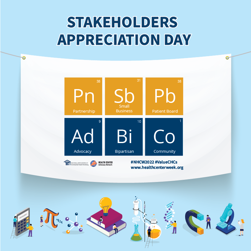Today is Stakeholder Appreciation Day! Today we recognize the commitment and support of all stakeholders in ensuring Community Health Centers can offer care to the community. #NHCW2022 #ValueCHCs