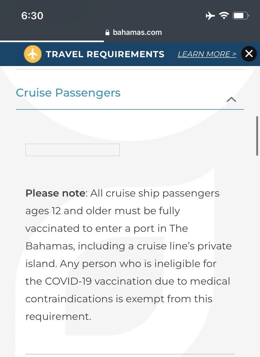 letsbookcruises's tweet photo. @WheresWalterTV @CruiseWithBrian @theRCLblog What you have here is for cruises that originate in the Bahamas. Here is the guidance for all cruise passengers originating in the US, from just above that on the same site. https://t.co/cyGAEwP6xi