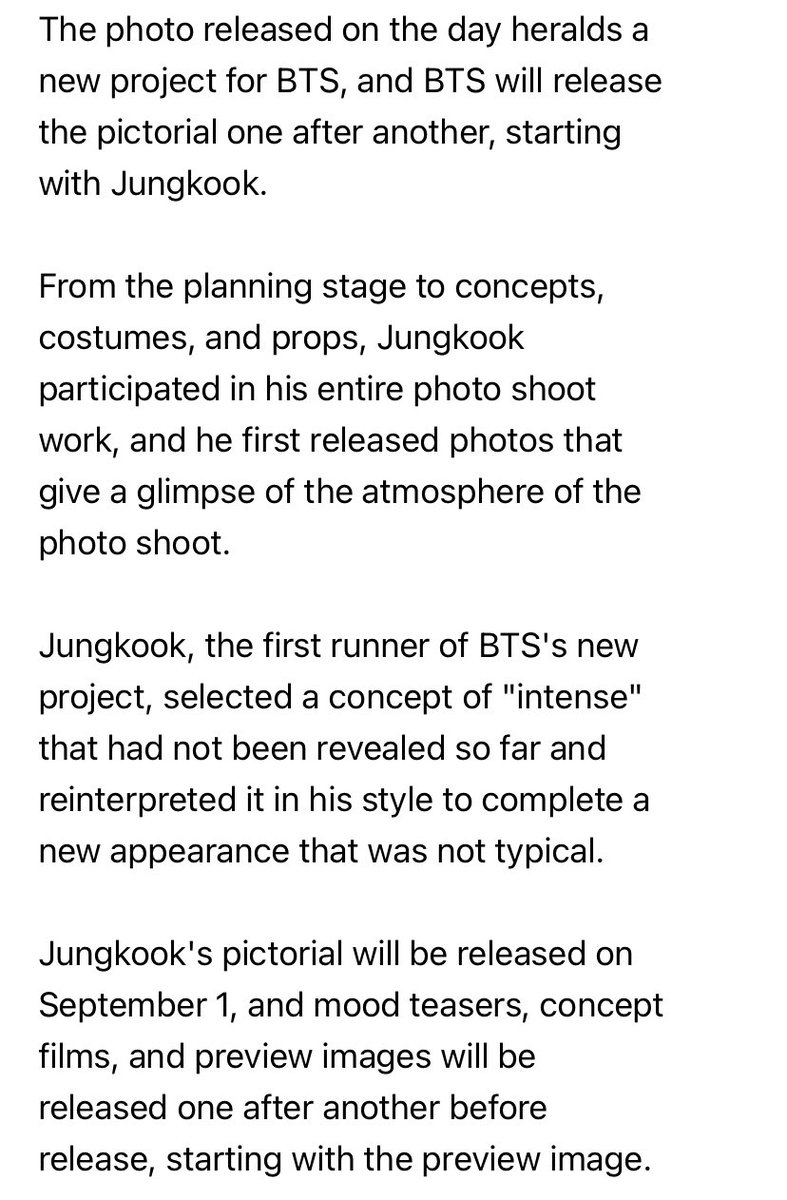 googiefolder's tweet photo. jungkook's pictorial will be released on september 1! jungkook participated in every step of the photoshoot https://t.co/JB11OUvvrW