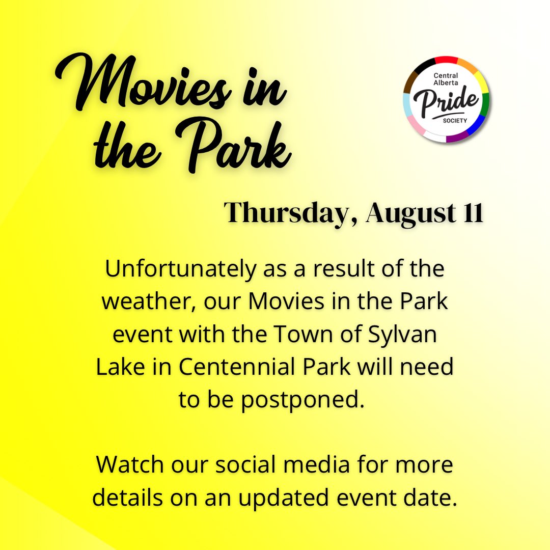 Unfortunately our Movies in the Park needs to be postponed as a result of the wind. Watch our social for an updated event in the future.