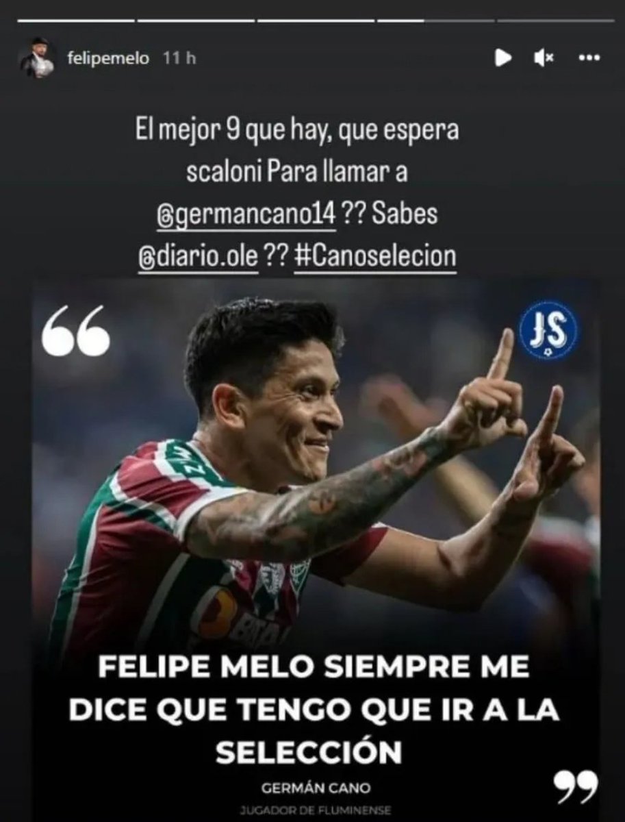 gpyfutbol's tweet photo. Primero fueron los hinchas del Fluminense, ahora es su compañero Felipe Melo el que pide a @Germancanoofi para la selección Argentina https://t.co/ggx8fWoO9R
