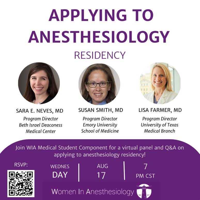 Shout out to @SwathiRayasam and @VictoriaMousa for organizing this awesome panel with @womenMDinanesth! If you’re applying to #anesthesiology in #match2023 please join us!! forms.gle/G4Xy6adWF6uPHn…