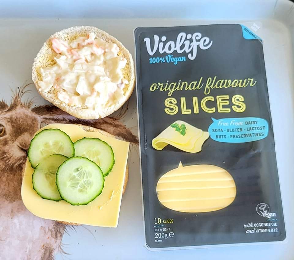 Violife vegan cheese with coleslaw and cucumber. Healthier and kinder alternative to cheese. 🌱😋🧀 
#dairyfree #lunch #cheeseroll #veganfood #crueltyfree #bekind #foodshare #healthyeating #bekind #vegan #animallovers #Ditchdairy #govegan #cows #coleslaw #foodie #eatfortheplanet