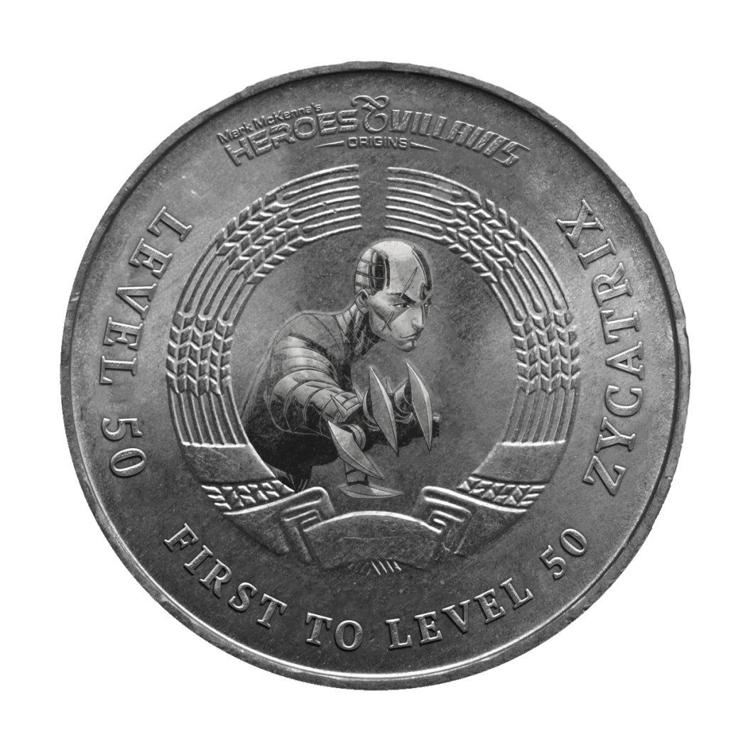 One of a kind  <a href="/HV_origins/">Mark McKenna's Heroes & Villains (NFT, P2E)</a> 3-D spinning #coin that features my H&amp;V #546 (Zycatrix) on one side and her lore contest winning 1/1 #comicbook cover profile on the other. This project is one that rewards its members. Join the discord!

#nft #sol #p2e #collectibles