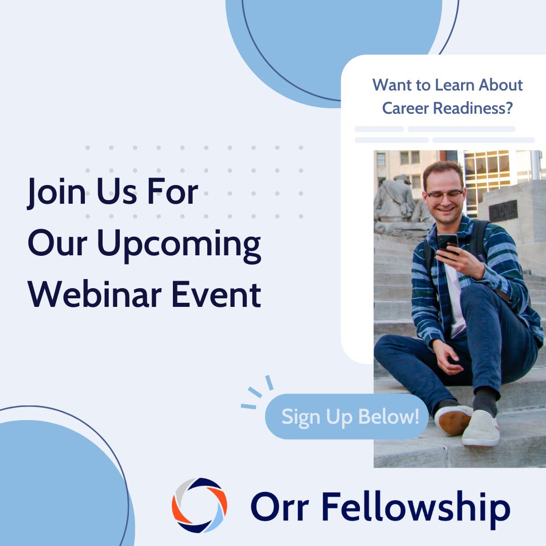 OrrFellowship's tweet photo. Want to know more about Orr Fellowship and all the post-graduation program has to offer? Join our webinar TODAY!! Click the link to sign up, https://t.co/C1a0aRWdRx https://t.co/W3Sm5GZd0s