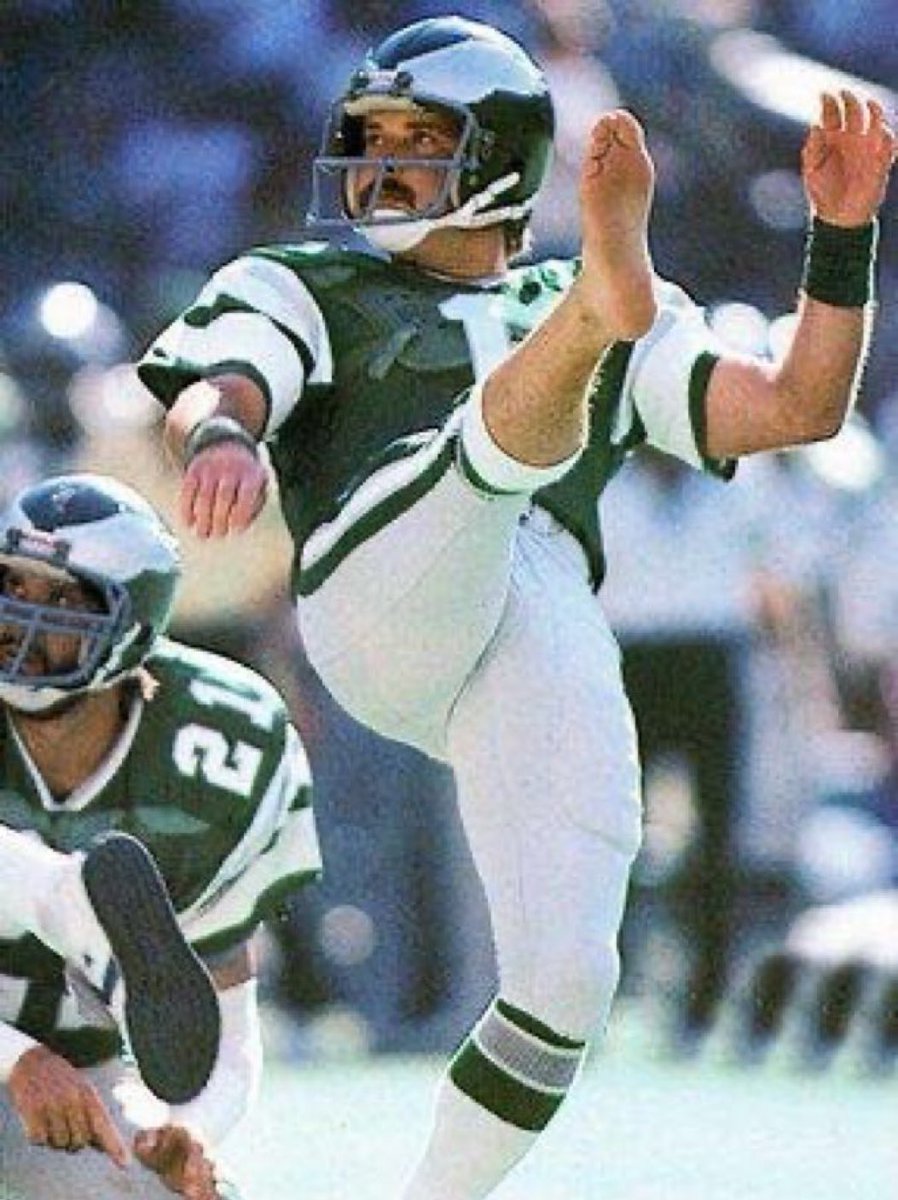 In 1979, the Eagles' Tony Franklin kicked a 59-yard field goal. Experts now believe it would've been good from at least 80 if he'd had the presence of mind to wear a shoe like a normal fucking person.