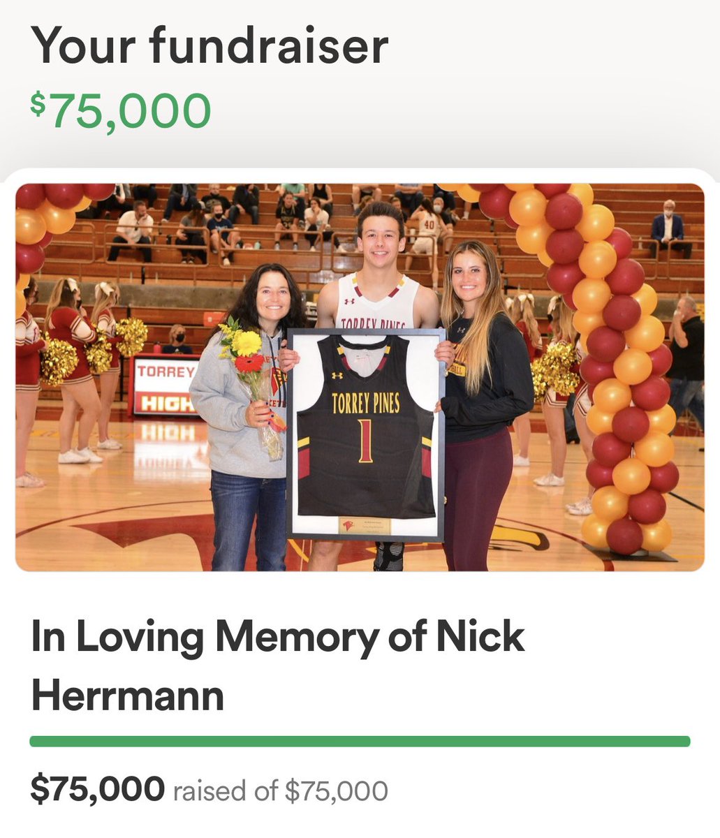 TPHS_Basketball's tweet photo. Less than 48 hours.
$75,000. ✅
Thank you to all 422 donors for supporting the Herrmann family!!
But why stop there?
Let’s 🏃♂️ that #️⃣ 🆙
https://t.co/OEsR2Na5eD
#HermStrong https://t.co/7l31BCN2EP
