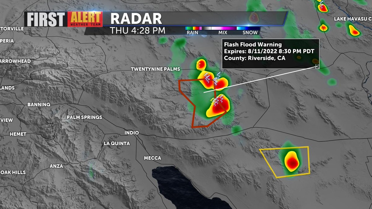 FLASH FLOOD WARNING now in effect for Joshua Tree National Park, including the Cottonwood Visitor Center, until 8:30 p.m.

Thunderstorms producing heavy rain are capable of producing flash flooding. Campers and hikers should avoid streams or creeks. #CAwx