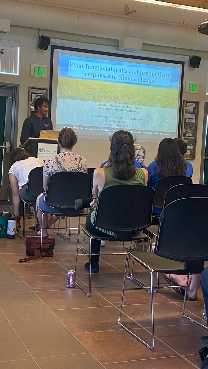 Super proud of my mentees Leighanna Jake and Keon Hendrickson who explored the effects of elevated CO2 and temperature on plant functional traits and productivity in TeRaCON plots <a href="/CedarCreekESR/">Cedar Creek ESR</a> this summer. 🌱