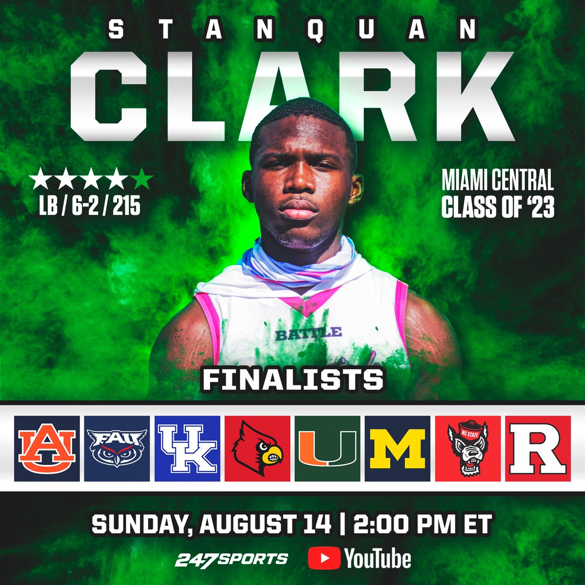 Andrew_Ivins's tweet photo. Miami Central LB Stanquan Clark is set to announce a commitment Sunday. https://t.co/grbDHHeexh https://t.co/nEoV37zOXU