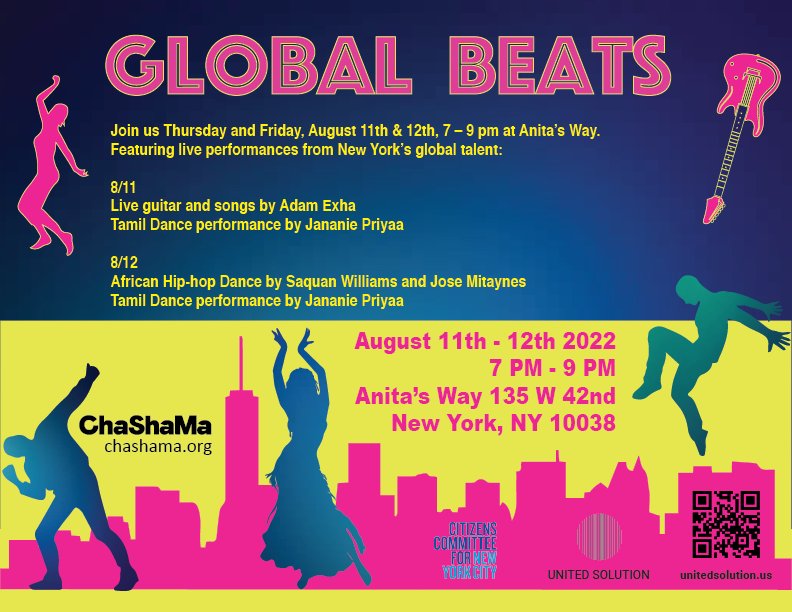 Tonight at 135W 42st stop by and watch Tamil Dance with Priyaa and live guitar with Adam Exha
#free #event #hiphop