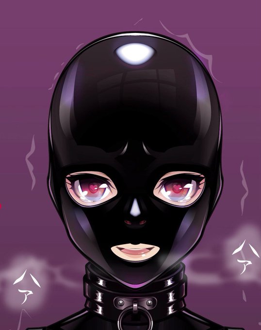 @RlpK0ZxJrLXAAi0 んー。説明が難しいかもですが、↓の状態から白目の部分まで覆う真っ黒なコンタクトつけて、マスクから露出してる皮膚に液状のラバー塗って口とか目は出てるのに完全に真っ黒な状態にしたいって事です😅 