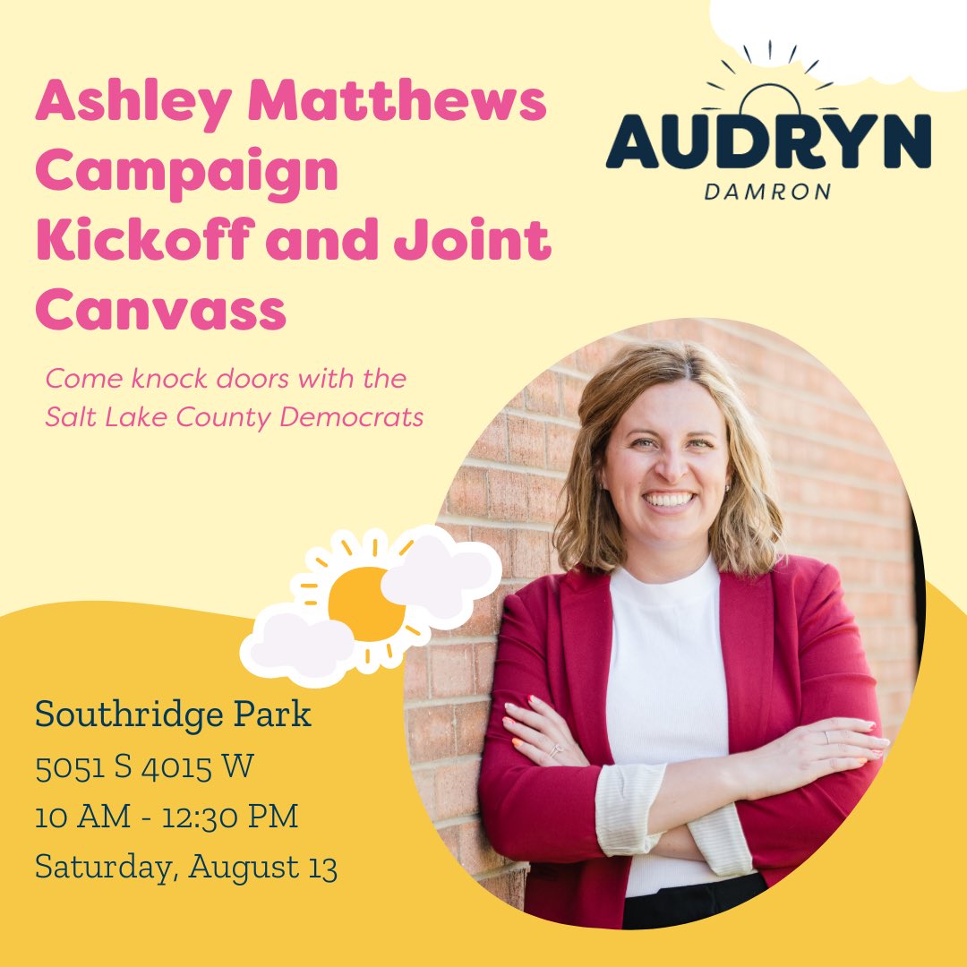 If you’re in the Salt Lake County area, @AshleeUT37 and I would love to have you join us for canvassing!! (And can we talk about how amazing Ashley is - she’s the reason I’m running for State School Board!)