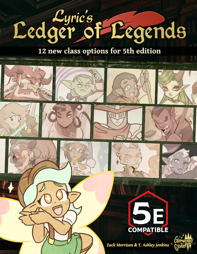 🎲‼️ HEY! Me and @FlutterSprite have been working on a DND subclass collab for forever that is now at last AVAILABLE!
It is called LYRIC'S LEDGER OF LEGENDS, and if you liked Dungeon Dozen it's that but even bigger and flashier! You can get it HERE: https://t.co/0UyRShV3fh #dnd
