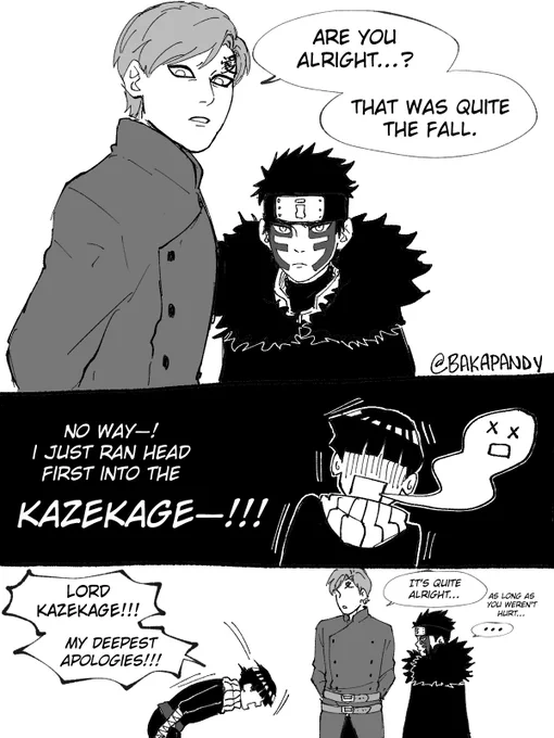 (2/3) Lee is probs the reason why Metal is a Kazekage fanboy…but Lee himself is too modest to actively boast that he and Gaara are friends. Also, ofc Lee would never speak ill of Gaara and bring up what happened between them in the past… 