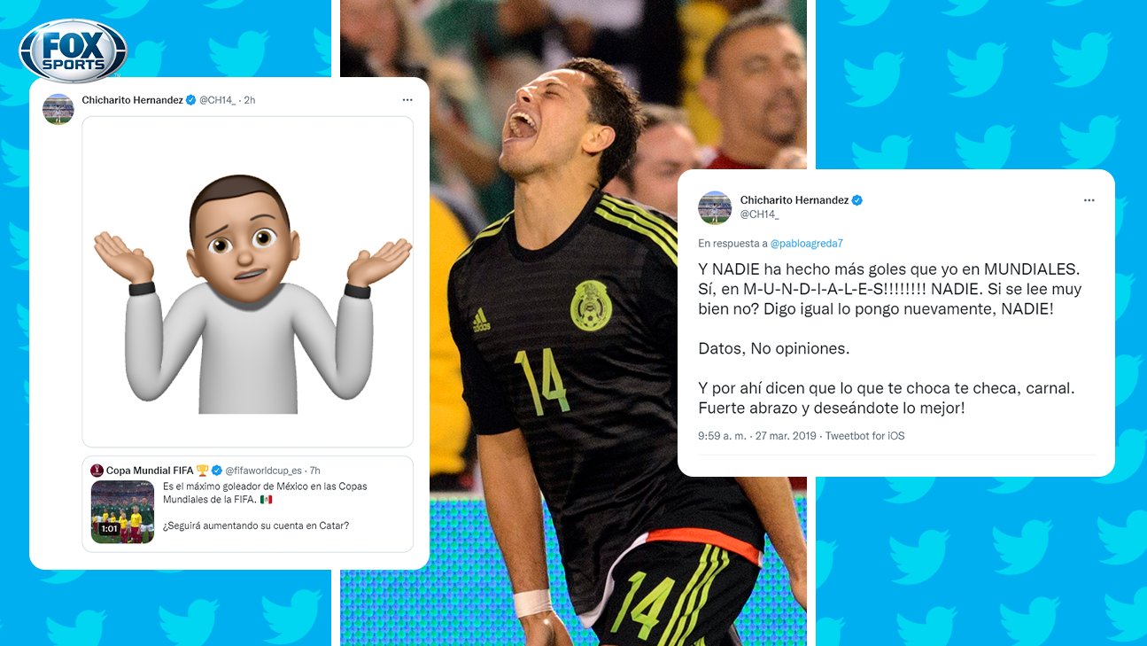 FOX Sports MX on Twitter: "🙃🇶🇦MEJOR, PREGÚNTENLE AL 'TATA'... Javier ' Chicharito' Hernández fue muy claro en su respuesta a la FIFA y,  aprovechando, acá sus goles mundialistas: Sudáfrica 2010⚽⚽ Brasil 2014⚽  Rusia