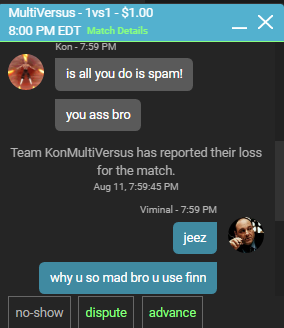 viminalcod's tweet image. finn main looses temper getting smacked by a tom who dont play this game lmfaoo