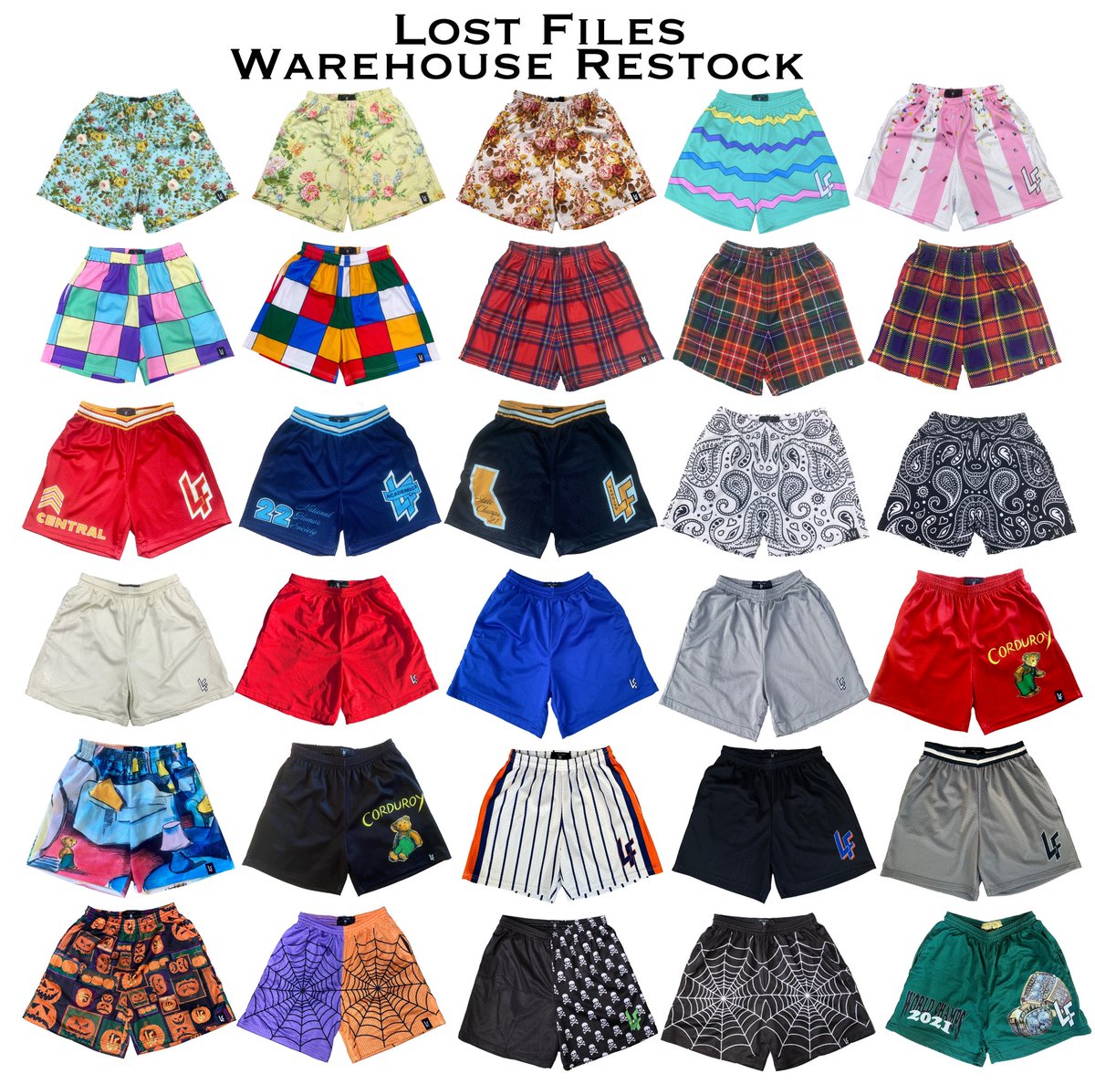 Lost Files Warehouse Restock - August 18th 8pm ET

For a chance to get early access, retweet and like this tweet | 1 winner will be picked on Wednesday, August 17th.

The restock will consist of all shorts pictured (all sizes not guaranteed).