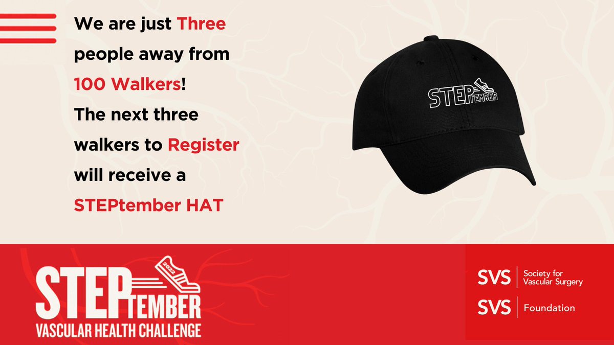 #STEPtember launched less than a week ago and we are only 3 registrants away from having 100 walkers! We need YOUR help! The next three walkers to register will receive a STEPtember hat. Hurry, sign up now! ow.ly/o3B550KiiFp