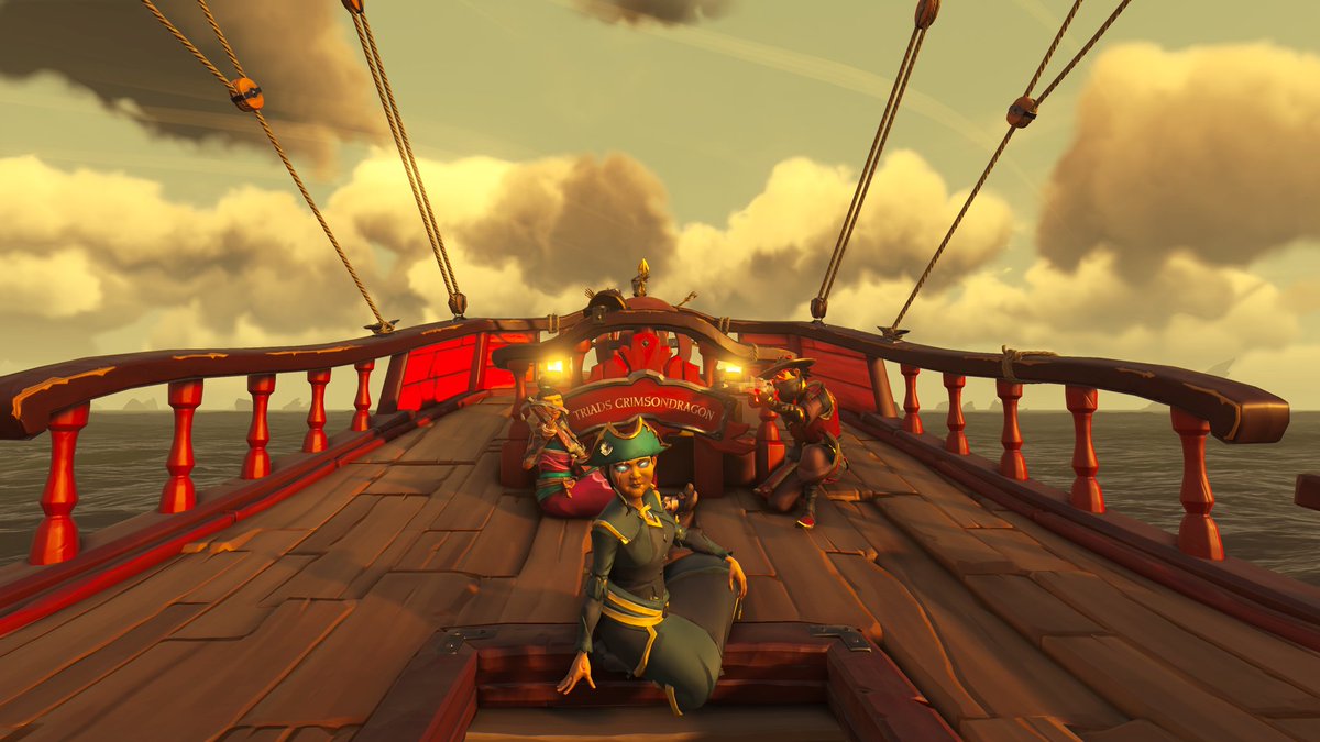 Such a fun night with the Lovely @RaineVondrake and <a href="/LordVonDrake/">LordVonDrake</a>!
Tackled lots of Skellie forts.. they helped me get to Renown 100!🥳 and we seemed to have broken a portal..😂 Cannot thank them enough, onward to more adventures!🥰🧡🏴‍☠️🍻
#SeaOfThieves